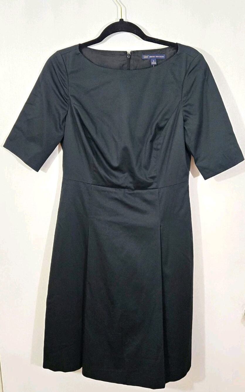 "346" Brooks Brothers Women's 6 Black Dress preppy classic elegant short sleeves